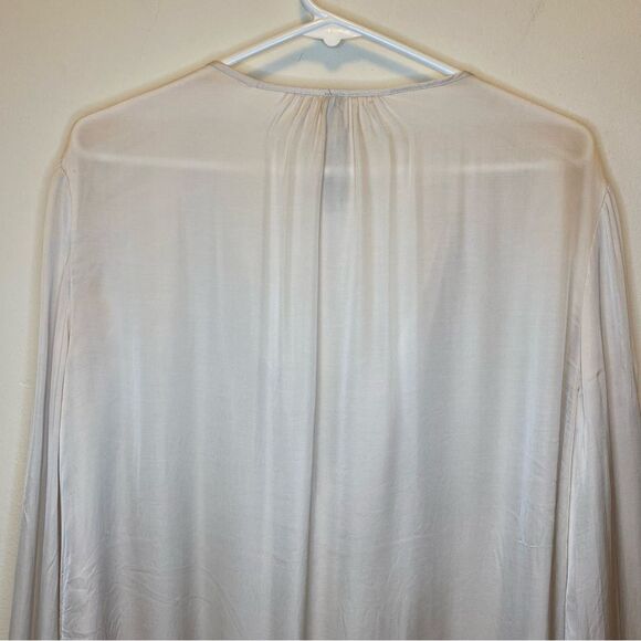 Raquel Allegra | Snap Button V-Neck Long Sleeve Poet Blouse in Ivory Sz 3 Large - Picture 12 of 15